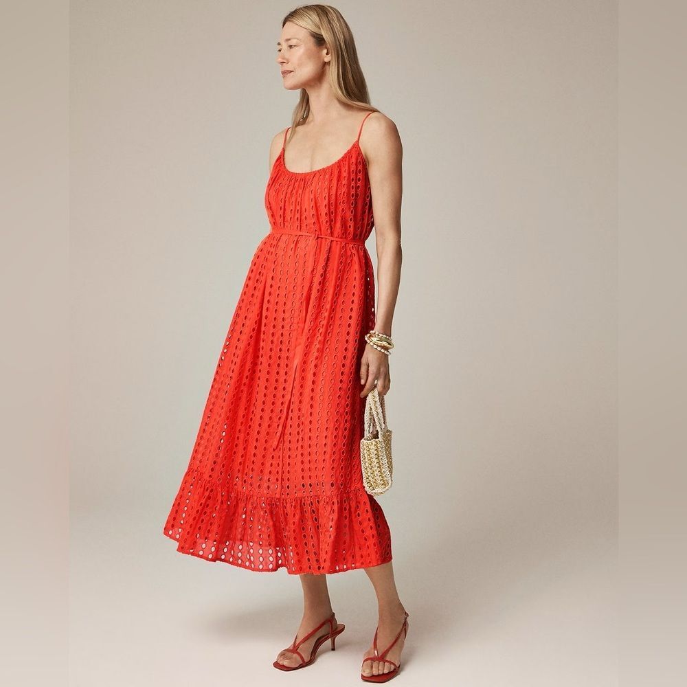 J Crew Oval Eyelet Midi Dress NWT